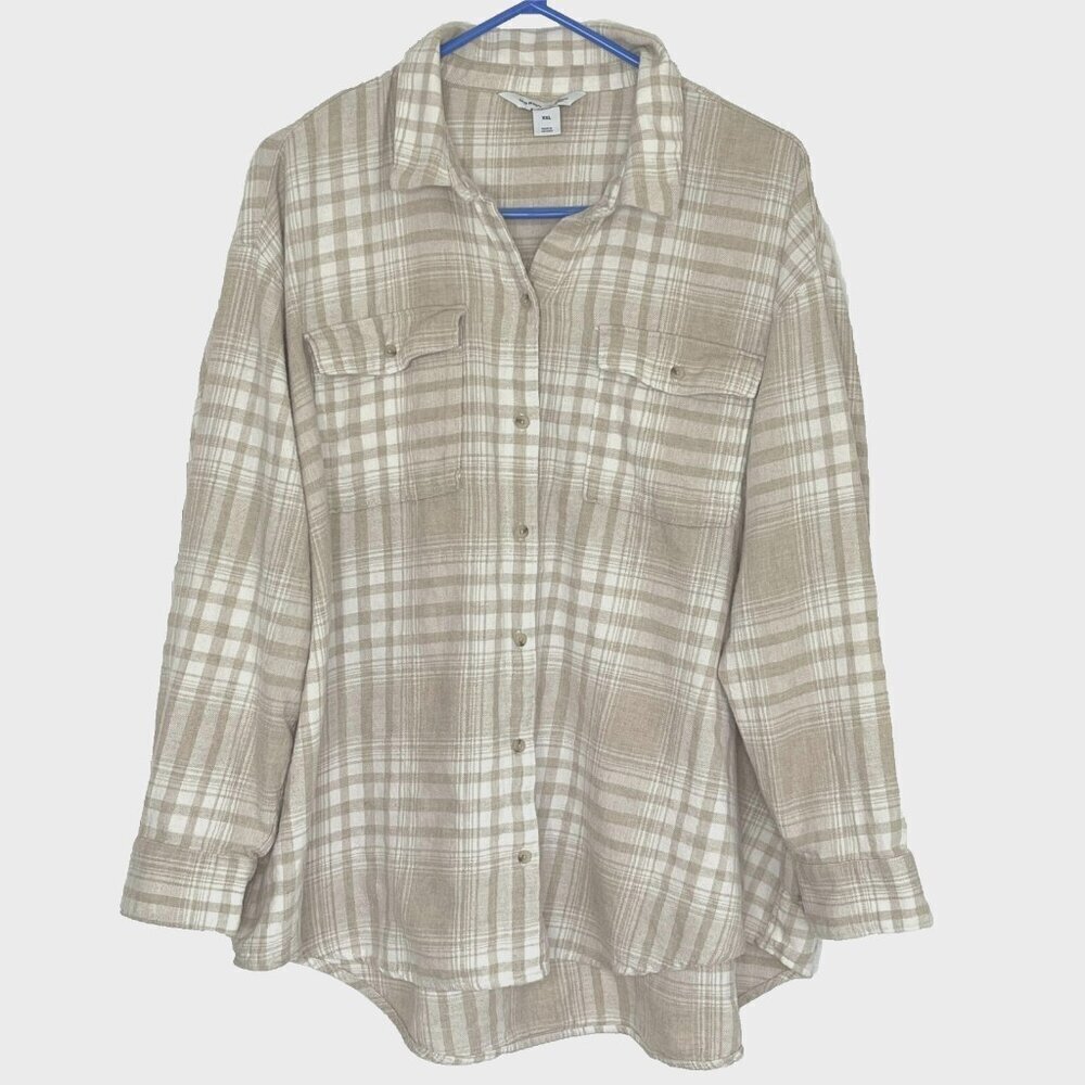 Old Navy The Boyfriend Shirt Flannel Button Up XXL Cotton Cozycore Gorpcore
